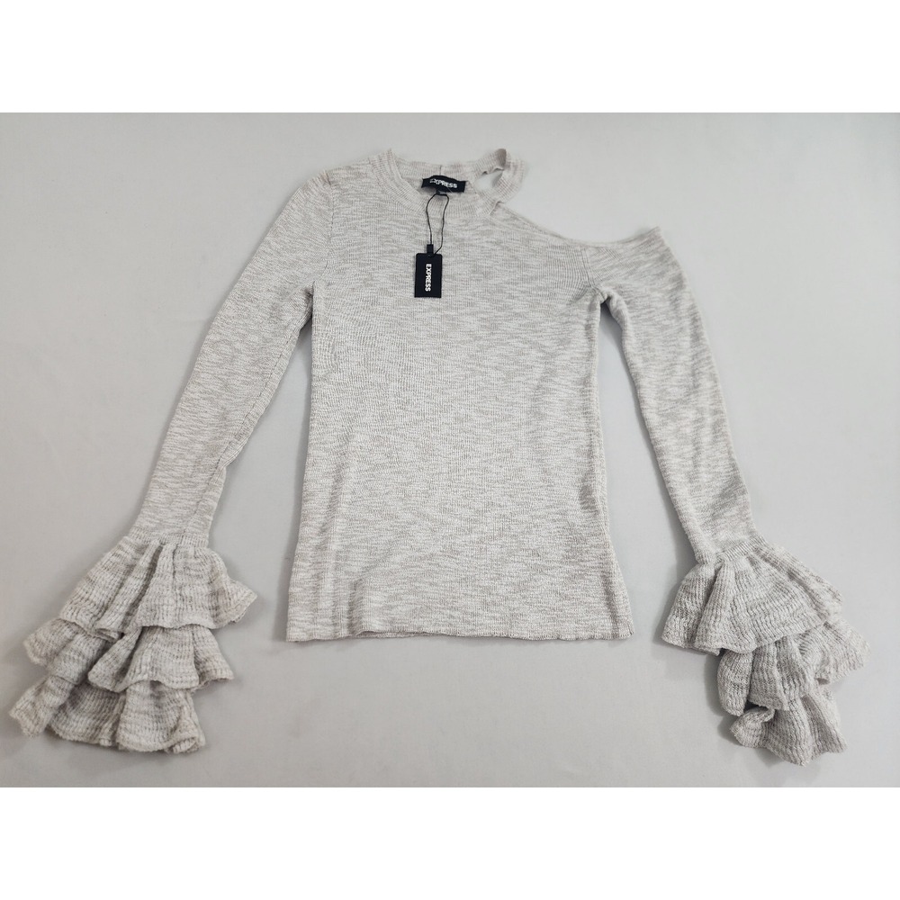 Express light sweater womens M Medium 12929108 grey stretch $88 ladies